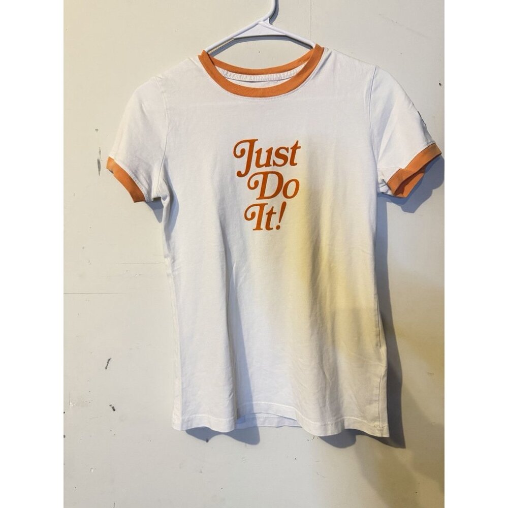 Nike Shirt Womens Small Logo Just Do it Short Sleeve Orange